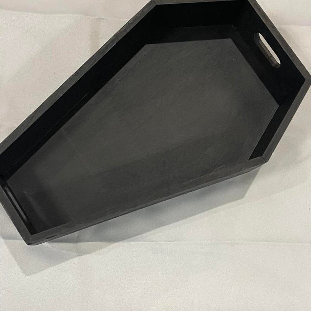 Large black coffin tray